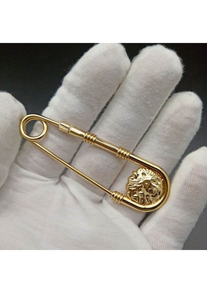 Gümüş 3 Adet Alaşım Çift Aslan Kafası Broş Pin Moda Diy Emniyet Pimleri Kadın Bel Kapanış Artefakt Erkek Takım Elbise Ceket Dekorasyon Takı (Yurt Dışından)