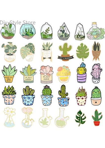 XZ3282 Aloe Vera Kaktüs Pimleri Bitki Broş Emaye Yaka Rozeti (Yurt Dışından) modelleri