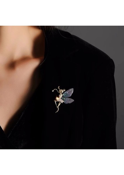 N Renk Zarif Bale Dansçısı Broş Lüks Zirkon Kelebek Peri Broş Pin Melek Kanatları ile Düğün Parti Takı Kızlar Için Hediye (Yurt Dışından) fırsatları