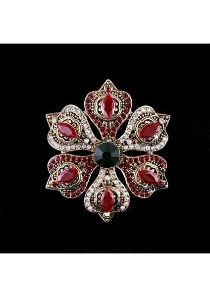 Stil 6 Barok Tarzı Vintage Kadın Erkek Moda Kristal Broş Iğneler Retro Saray Metal Rozetleri Yaka Pin Unisex Parti Korsaj Takı (Yurt Dışından)