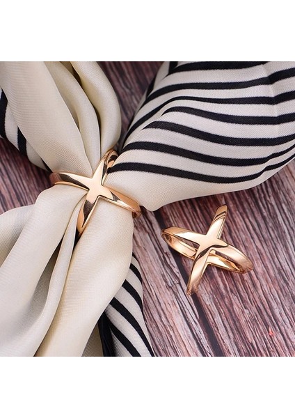 Ekstra Büyük Boy-2.5 Moda Çapraz Eşarp Klip x Şekli Metal Kadınlar Için Hollow Yay Atkılar Toka Tutucu Şallar Takı Giyim Aksesuarları (Yurt Dışından) fiyatları