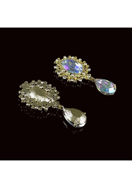 19.deep Yeşil Altın Charm Çiçek Broş 10 Adet 25*45MM Kristal Altın Düz Geri 2019 Düğün Şarap Bardağı Süsleme Dekorasyon El Sanatları Scrapbooking (Yurt Dışından) fırsatları