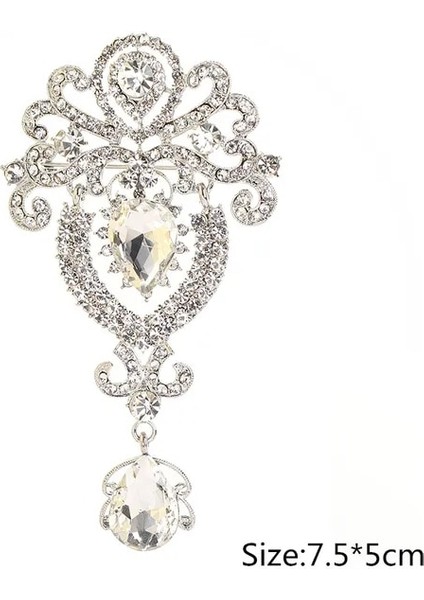 W2 Yeni Su Damlası Büyük Orta Kristal Rhinestones Broş Bayanlar Takı Büyük Kırmızı Cam Broş Pin Kadınlar Için Düğün Takısı Hediyeler (Yurt Dışından)