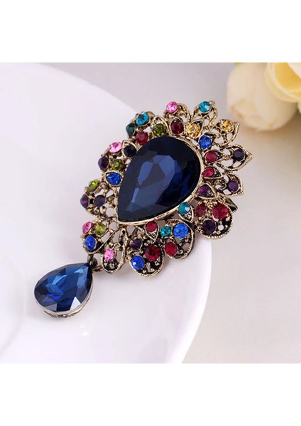 W2 Yeni Su Damlası Büyük Orta Kristal Rhinestones Broş Bayanlar Takı Büyük Kırmızı Cam Broş Pin Kadınlar Için Düğün Takısı Hediyeler (Yurt Dışından)