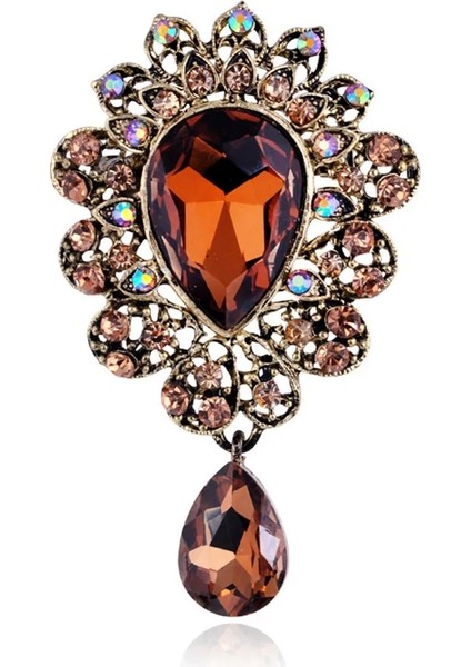 W2 Yeni Su Damlası Büyük Orta Kristal Rhinestones Broş Bayanlar Takı Büyük Kırmızı Cam Broş Pin Kadınlar Için Düğün Takısı Hediyeler (Yurt Dışından)