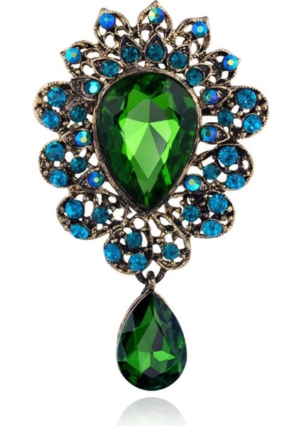 W2 Yeni Su Damlası Büyük Orta Kristal Rhinestones Broş Bayanlar Takı Büyük Kırmızı Cam Broş Pin Kadınlar Için Düğün Takısı Hediyeler (Yurt Dışından)