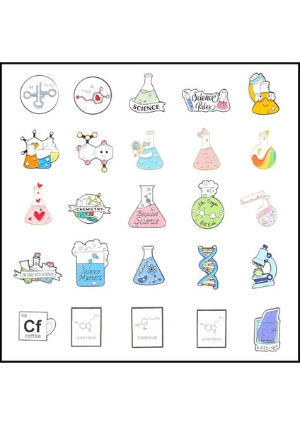 Stil-12 Yaratıcı Kimyasal Moleküler Yapı Dopamin Serotonin Beher Metal Emaye Broş Karikatür Dna Mikroskop Rozet Pin Takı (Yurt Dışından)