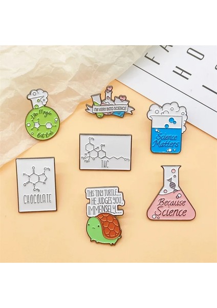 Stil-12 Yaratıcı Kimyasal Moleküler Yapı Dopamin Serotonin Beher Metal Emaye Broş Karikatür Dna Mikroskop Rozet Pin Takı (Yurt Dışından)
