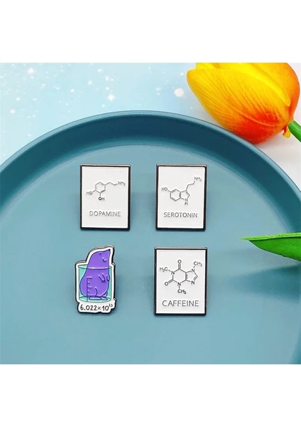 Stil-12 Yaratıcı Kimyasal Moleküler Yapı Dopamin Serotonin Beher Metal Emaye Broş Karikatür Dna Mikroskop Rozet Pin Takı (Yurt Dışından)