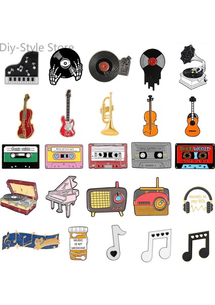 XZ2540 Müzik Kaseti Broş Müzik Aleti Piyano Gitar Radyo Müzik Sembolleri Plak Çalar Aksesuarları Broşlar Rozet Yaka Iğnesi (Yurt Dışından) fiyatları