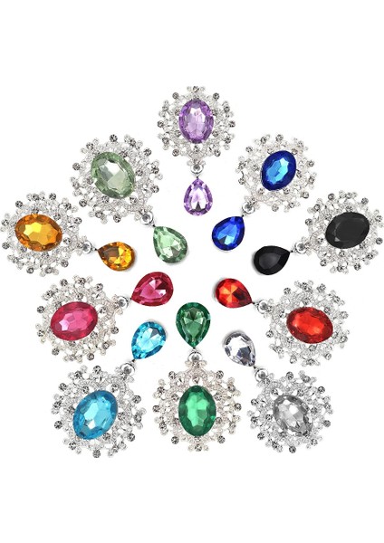 21.kahverengi Yeni 26*46MM 10 Adet Kristal Rhinestone Broş Aksesuarları Diy Düğün Davetiyesi Kartı Şarap Bardağı Hediye Kutusu Yaratıcı Dekorasyon (Yurt Dışından)