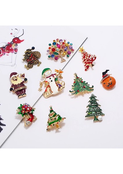 Q 1 Adet Noel Broş Kadın Erkek Kardan Adam Noel Baba Çizme Çelenk Noel Ağacı Emaye Rozeti Yaka Pin Noel Takı Hediye (Yurt Dışından)