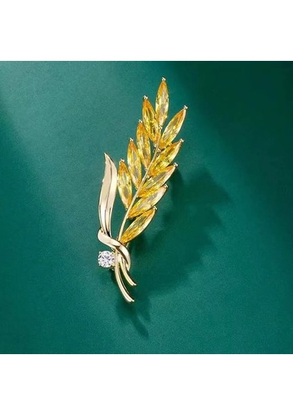 Takım Elbise Broş C Lüks Kristal Buğday Kulak Broş Kadın Erkek Takım Elbise Yaka Etiket Broş Ipek Eşarp Toka Pin Broş Parti Takı Hediye (Yurt Dışından)