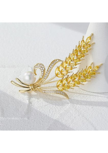 Takım Elbise Broş C Lüks Kristal Buğday Kulak Broş Kadın Erkek Takım Elbise Yaka Etiket Broş Ipek Eşarp Toka Pin Broş Parti Takı Hediye (Yurt Dışından) fiyatları