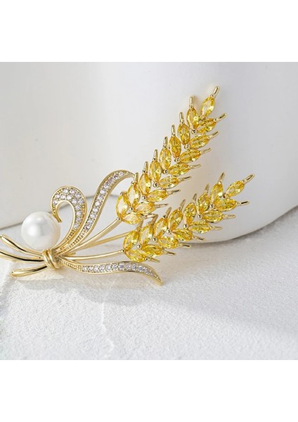 Takım Elbise Broş C Lüks Kristal Buğday Kulak Broş Kadın Erkek Takım Elbise Yaka Etiket Broş Ipek Eşarp Toka Pin Broş Parti Takı Hediye (Yurt Dışından) indirimleri