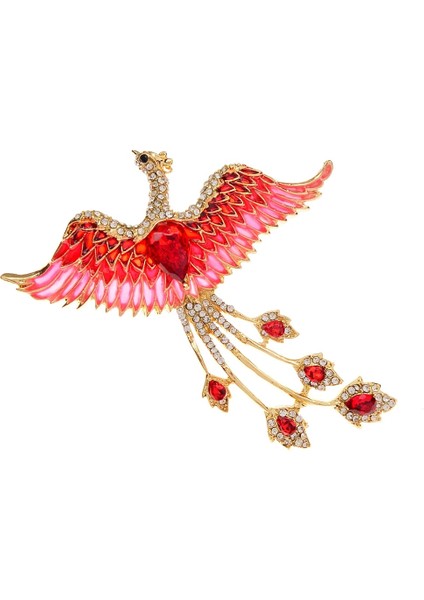Gül Taş Cindy Xiang Taklidi ve Emaye Phoenix Broş Kadınlar Için Moda Kuş Pin Renkli Tasarım Aksesuarları Hayvan Figürlü Mücevherat (Yurt Dışından) fırsatları