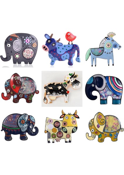 XZ2049BLBR Satış Çocuklar Broş Hediye Emaye At Hayvan Inek Fil Boğa Moda Takı Yaka Iğneler Erkek Kız Ceket Sanat Broşlar Kadınlar Için Yeni (Yurt Dışından) fırsatları