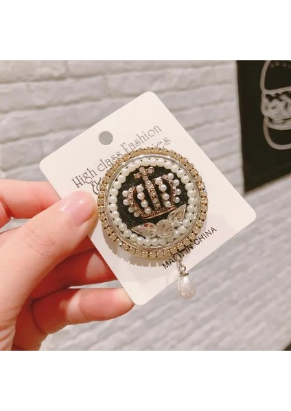 B15 Retro Vintage Küçük Koku Taç 5 Kelime Rozeti Püskül Broş Su Kürk Kumaş Ceket Pin Kadın Broş (Yurt Dışından)