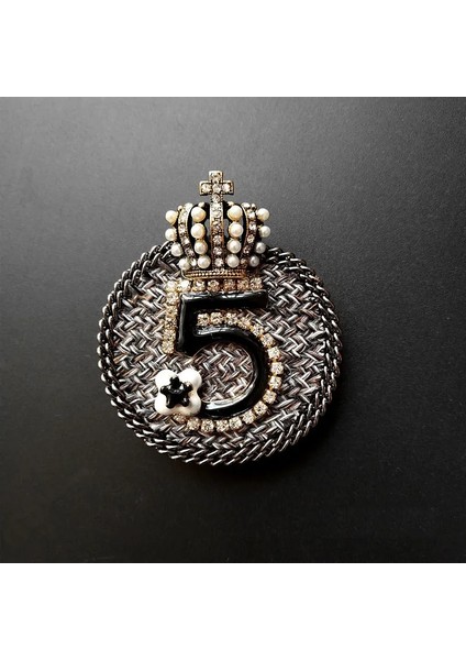 B15 Retro Vintage Küçük Koku Taç 5 Kelime Rozeti Püskül Broş Su Kürk Kumaş Ceket Pin Kadın Broş (Yurt Dışından)