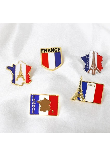 MP884-1 Fransa Ulusal Bayrağı Emaye Pimleri gr Paris Eyfel Kulesi La Tour Eyfel Hatıra Rozeti Broş Çanta Elbise Yaka Pin (Yurt Dışından)