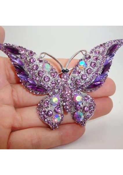 AL18794-GÜMÜŞ Lüks Zarif Tam Kakma Zirkon Kelebek Broş Moda Bayanlar Broş Bayanlar Düğün Parti Elbise Pin Takı Hediye (Yurt Dışından) fiyatları
