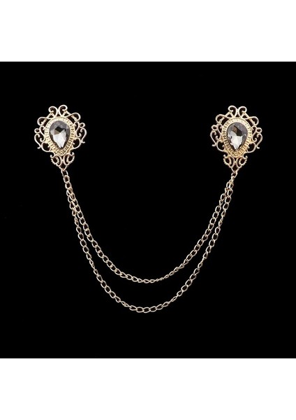 14-2 Moda Beyefendi Püskül Broş Erkek Takım Elbise Gömlek Yaka Kristal Çapraz Zincir Yaka Pin Taklidi Retro Düğün Aksesuarları (Yurt Dışından)