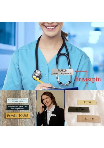 Kravat Iğnesi Altın 7*2 cm Kazıma Adı Badglogo Metin Plakası Rozeti Kişiselleştirin Broş Pin Çift Taraflı Bant Mıknatıs Kimliği Kapı Posta Kutusu Isim Etiketi (Yurt Dışından)