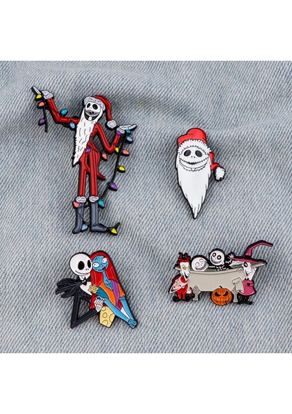 Stil 4 YQ1281 Noel Öncesi Kabus Pin Noel Baba Broş Karikatür Hayalet Rozeti Çanta Kot Eşarp Yaka Pin Takı En Iyi Hediye (Yurt Dışından) modelleri