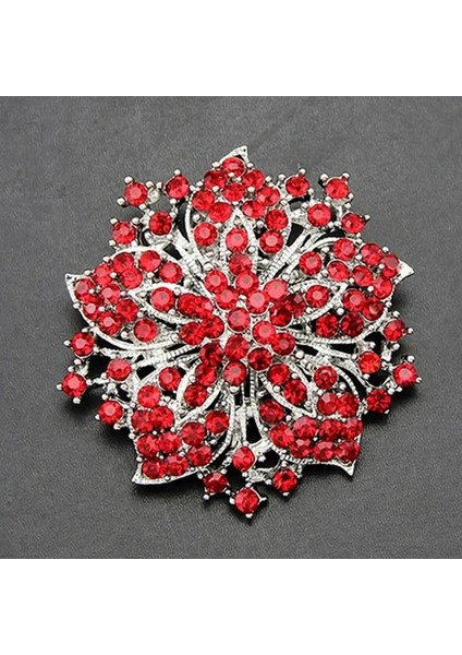 Kırmızı 5.2 cm Rhinestone Vintage Çiçek Broşlar Kadınlar Için Düğün Broş Elbise Parti Ceket Zarif Kristal Çiçek Pimleri Broşlar Çiçeği Broş (Yurt Dışından)