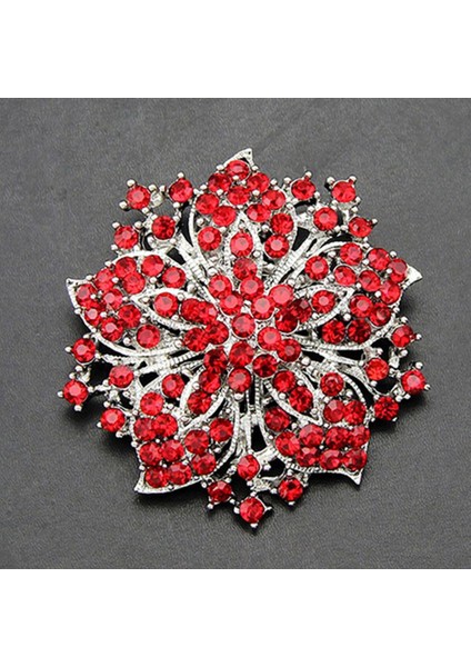 Kırmızı 5.2 cm Rhinestone Vintage Çiçek Broşlar Kadınlar Için Düğün Broş Elbise Parti Ceket Zarif Kristal Çiçek Pimleri Broşlar Çiçeği Broş (Yurt Dışından) indirimleri