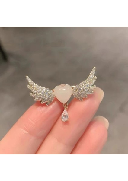 Küçük Kanat Yeni Sevimli Mavi Kedi Broş Kore Rhinestone Broşlar Kadınlar Için Altın Renk Alaşım Hayvan Pimleri Moda Kristal Korsaj Aksesuarları (Yurt Dışından)