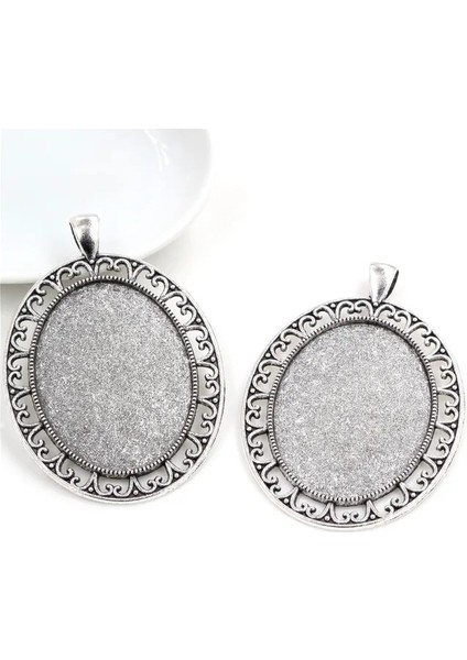 B4-23 5 Adet 30X40MM Iç Boyut Antik Gümüş Kaplama ve Bronz ve Siyah Cabochon Taban Ayarı Takılar Kolye (Yurt Dışından)