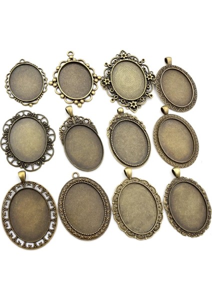 B4-23 5 Adet 30X40MM Iç Boyut Antik Gümüş Kaplama ve Bronz ve Siyah Cabochon Taban Ayarı Takılar Kolye (Yurt Dışından) fiyatları