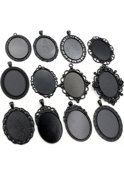 B4-23 5 Adet 30X40MM Iç Boyut Antik Gümüş Kaplama ve Bronz ve Siyah Cabochon Taban Ayarı Takılar Kolye (Yurt Dışından) modelleri