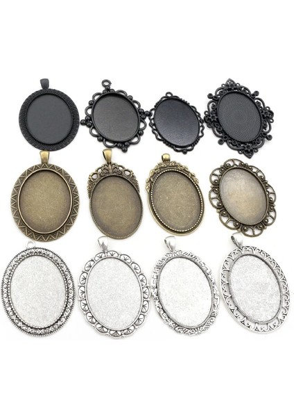 B4-23 5 Adet 30X40MM Iç Boyut Antik Gümüş Kaplama ve Bronz ve Siyah Cabochon Taban Ayarı Takılar Kolye (Yurt Dışından) indirimleri