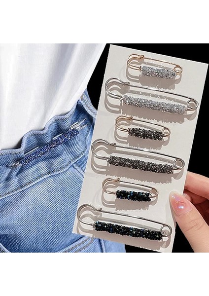 Set 3 Kristal Broş Bel Toka Hırka Kot Anti-Solmaya Broş Pins Kadın Kazak Ceket Anti Güz Inciler Elbise Pin Dekorasyon (Yurt Dışından)