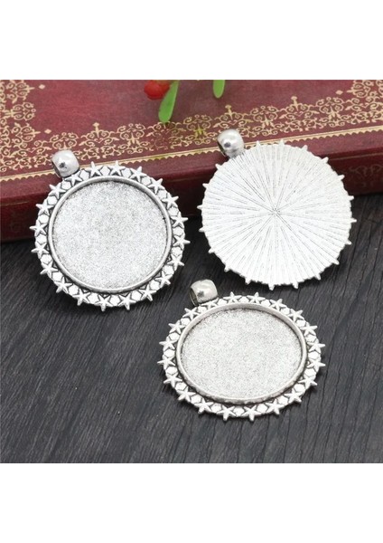 A3-04 Yeni Moda 5 Adet 25MM Iç Boyutu Antik Gümüş Altın Siyah Kaplama Deldi Yıldız Cabochon Taban Ayarı Charms Kolye (Yurt Dışından)