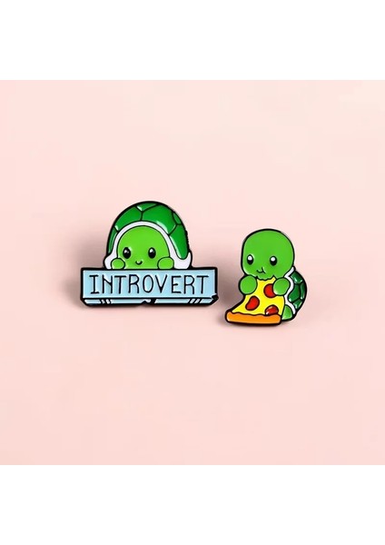 Set Introvert Kaplumbağa Aşk Pizza Kaplumbağa Pimleri Karikatür Hayvan Emaye Pimleri Broş Rozetleri Denim Elbise Çanta Pin Hediye Çocuklar Arkadaşlar Için (Yurt Dışından) fiyatları