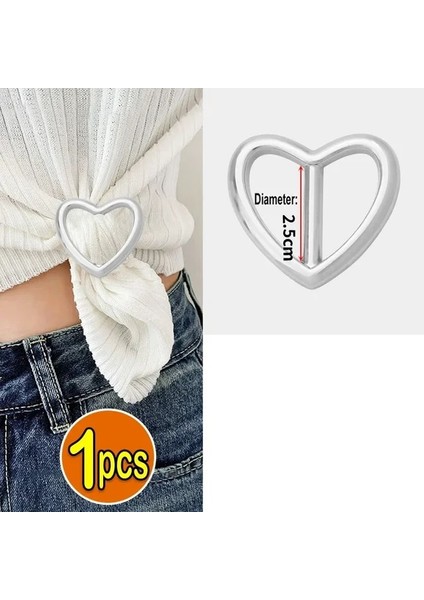 Kalp-Gümüş 1/4 Adet T-Shirt Etek Düğümlü Broş Yüzük Giyim Aksesuarları Moda Bel Metal Köşe Düğümlü Toka Ipek Eşarp Gömlek Tokaları (Yurt Dışından)