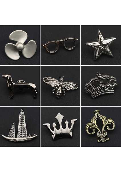 Stil 7 Moda Erkek Mini Broş Şık Stil Gitar Taç Tekne Yıldız Arı Gelişmiş Yaka Pin Takım Elbise Gömlek Yaka Şal Smokin Aksesuarı (Yurt Dışından)