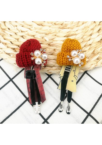 Stil 7 Kız Sevimli Güzel Broş Kadın Yün Şapka Kristal Karikatür Rozetleri Broş Pins Moda Harajuku Pimleri Simgeler Hediyeler Drop-Shipping (Yurt Dışından) modelleri
