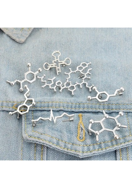 Serotonin Serotonin Molekülleri Gen Zincir Pimleri Gümüş Renk Metal Broş Sırt Çantaları Elbise Yaka Pin Rozetleri Takı Hediye Çocuklar Arkadaşlar Için (Yurt Dışından) fiyatları