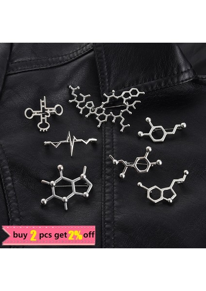 Serotonin Serotonin Molekülleri Gen Zincir Pimleri Gümüş Renk Metal Broş Sırt Çantaları Elbise Yaka Pin Rozetleri Takı Hediye Çocuklar Arkadaşlar Için (Yurt Dışından) modelleri