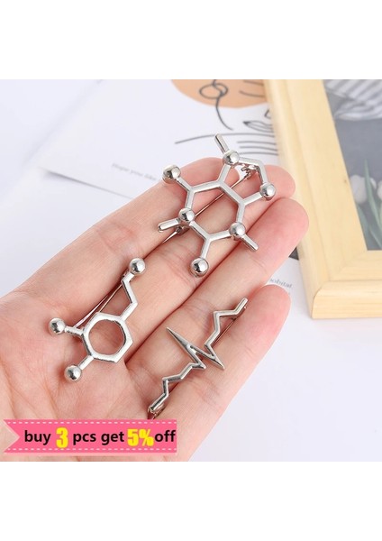 Serotonin Serotonin Molekülleri Gen Zincir Pimleri Gümüş Renk Metal Broş Sırt Çantaları Elbise Yaka Pin Rozetleri Takı Hediye Çocuklar Arkadaşlar Için (Yurt Dışından) fırsatları