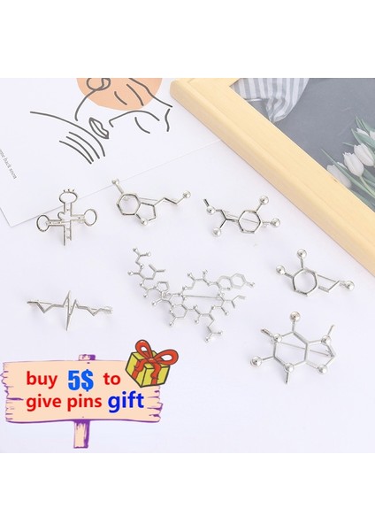 Serotonin Serotonin Molekülleri Gen Zincir Pimleri Gümüş Renk Metal Broş Sırt Çantaları Elbise Yaka Pin Rozetleri Takı Hediye Çocuklar Arkadaşlar Için (Yurt Dışından) indirimleri