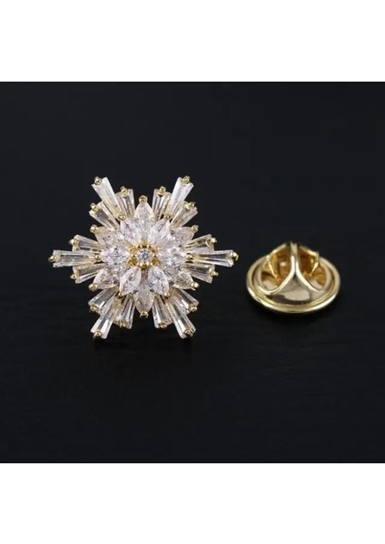 A21202-GOLD Moda Yaratıcı Tasarım Kamelya Broş Bayanlar Eşarp Dekorasyon Kristal Zirkon Gül Çiçek Broş Kız Akşam Yemeği Takım Elbise Pin (Yurt Dışından)