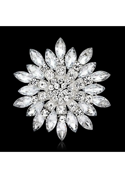 Beyaz Broş Pin Takı Yeni Moda Retro Kadın Moda Çiçek Broş Kristal Rhinestone Takı Düğün Arkadaşlık Parti Hediye Için (Yurt Dışından)
