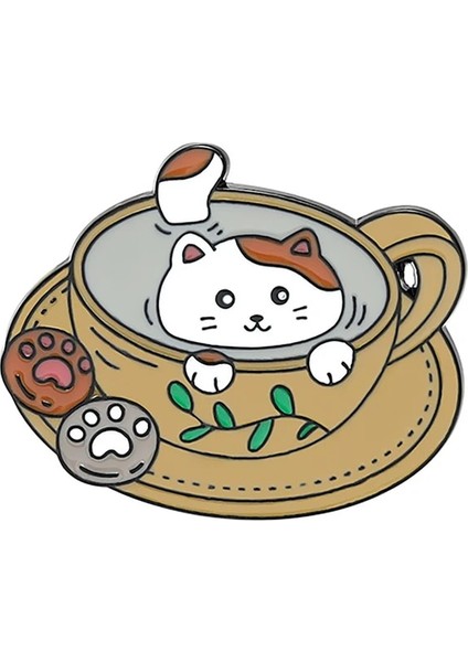 XZ3134 Kahve Fincanı Pin Kedi Pimi Kahve Pin Kahve Dükkanı Garson Pin Sırt Çantası Giyim Aksesuarları Alaşım Emaye Yaka Iğnesi Broş Rozeti (Yurt Dışından)