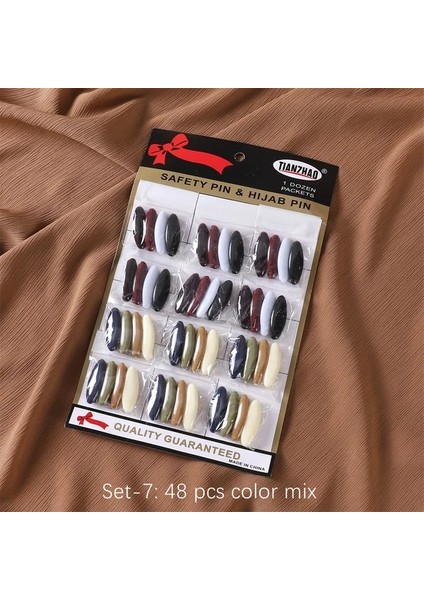 Stil 7 48 Adet Oval Iğne Rengi Müslüman Başörtüsü Iğne Eşarp Toka Eşarp Pin Aksesuarları Plastik Emniyet Pimi Renkli Dikiş Aksesuarları (Yurt Dışından)