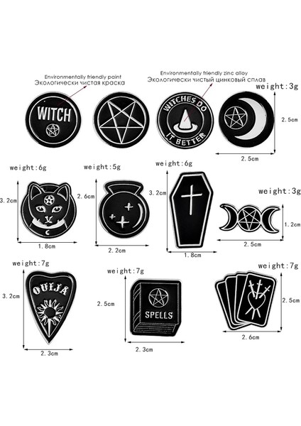 XZ782 Cadılar Bayramı Partisi Aksesuarları Punk Koyu Siyah Ouija Ay Hançer Kalp Kristal Top Büyü Cadılar Tabut Emaye Yaka Pin Rozeti (Yurt Dışından) indirimleri